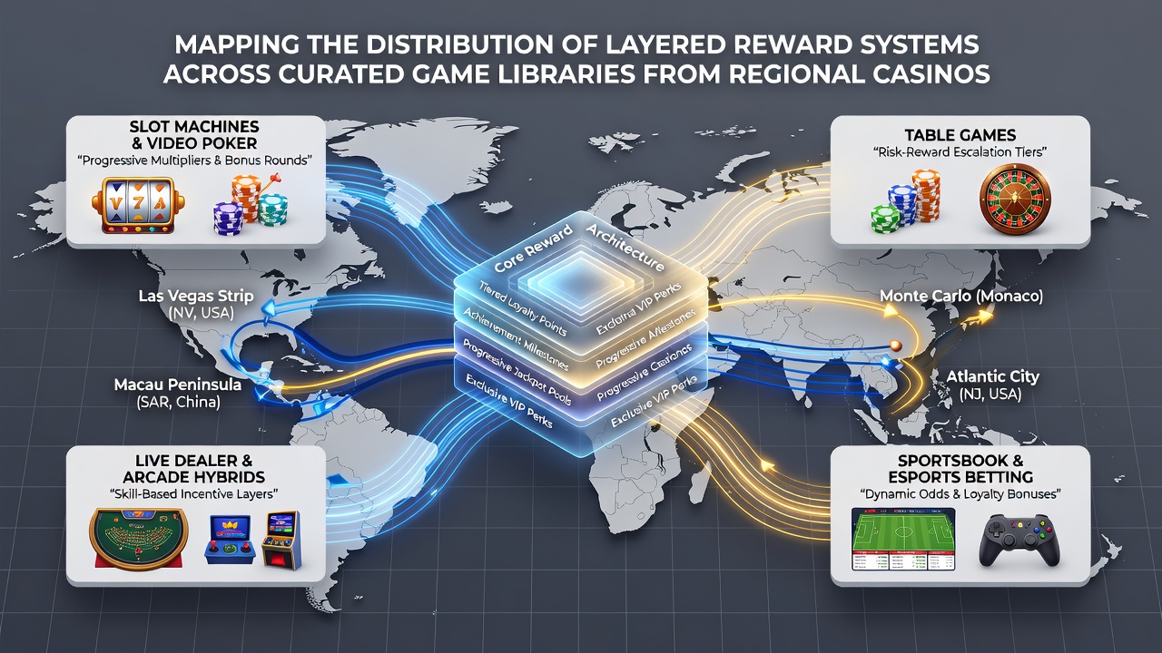 Distribution patterns of reward layers mapped across regional game libraries
