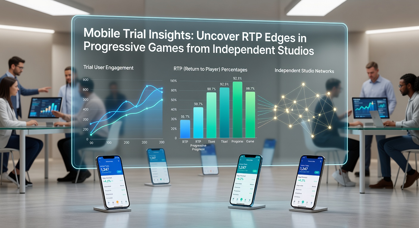 Mobile trial data visualization showing RTP comparisons across progressive slot games from independent studios