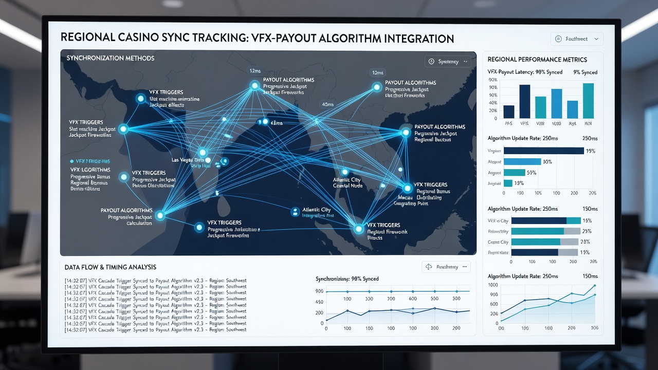 Regional development teams reviewing synchronization protocols for casino payout systems
